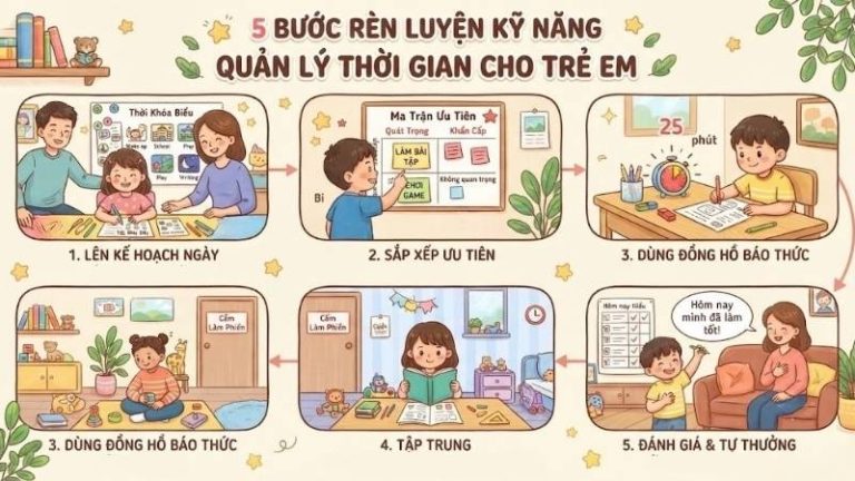 rèn luyện kỹ năng quản lý thời gian cho trẻ